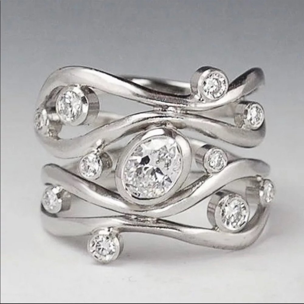 New Women’s 925 Silver Party Diamond Ring
